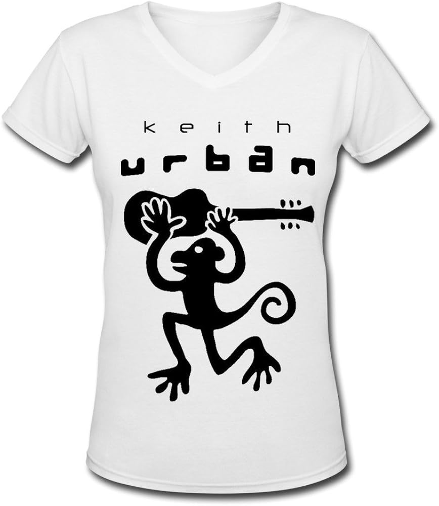 Keith Urban Logo V Neck T Shirt for Women White Clothing