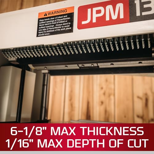 JET 13Inch Planer/Molder, 3 HSS Knives, 11/2 HP, 1Ph 115/230V (JPM