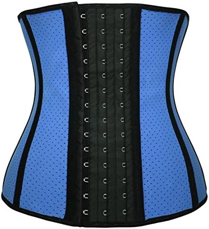 Blue Sexy Latex Underbust Steel Boned Waist Cincher Body Shapewear Corset Lingerie Top Set