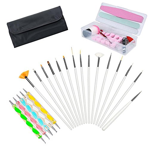 niceEshop(TM) 32PCS Nail Art Set Pen Brush Dotting Pen Nail File Finger Separator Cuticle Fork Polishing Block Stick niceEshop(TM) 32PCS Nail Art Set Pen Brush Dotting Pen Nail File Finger Separator Cuticle Fork Polishing Block Stick