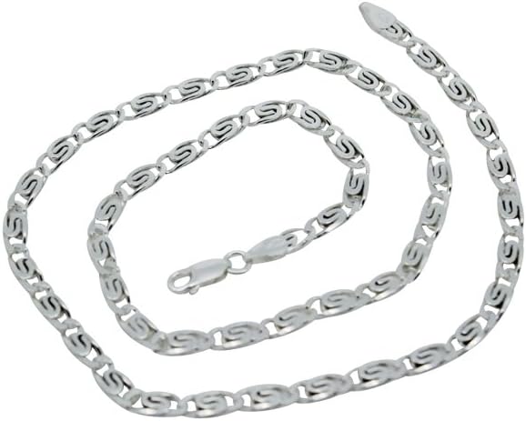 S Curb Chain 925 Sterling Silver Curb Chain Necklace 50cm long, 4 mm wide, 19g