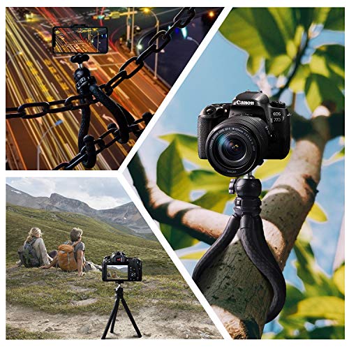 Phone Flexible Tripod Octopus Leg Mini Ball Head with Bluetooth Camera Remote, Mobile Tripod Mount Adapter, Compatible with iPhone 12 11Xs Samsung Andriod Live Streaming Vlog Webcam Tabletop Meeting