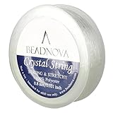 BEADNOVA 0.8mm Elastic Stretch Polyester Crystal String Cord for Jewelry Making Bracelet Beading Thread 50m/roll (Clear White)