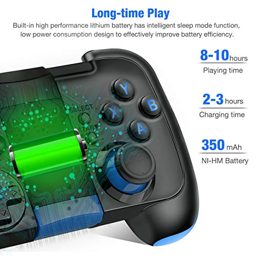 BEBONCOOL Android Wireless Game Controller with Clip for Android Phone/Tablet/Samsung/Game Boy Emulator, Works with Bluetooth (Blue)