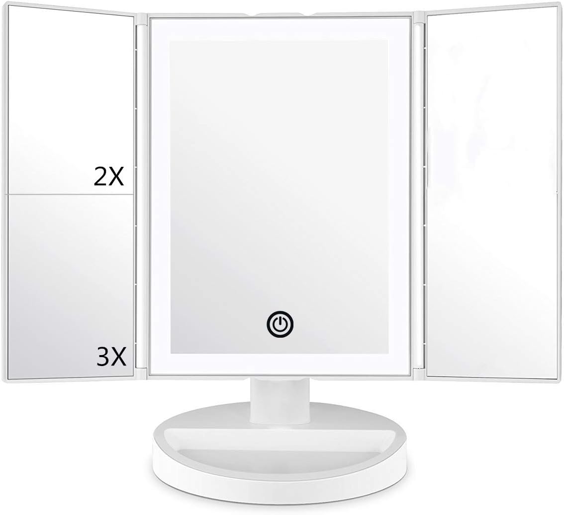 DeWEISN TriFold Makeup Mirror, 36 LED Vanity Mirror Touch Screen