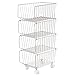 Rolling Stackable Storage Bin, Modern 4 Tiers Basket with Pre-Installed Casters, Utility Storage Organizer for Pantry, Closets, Bedrooms (Gray)