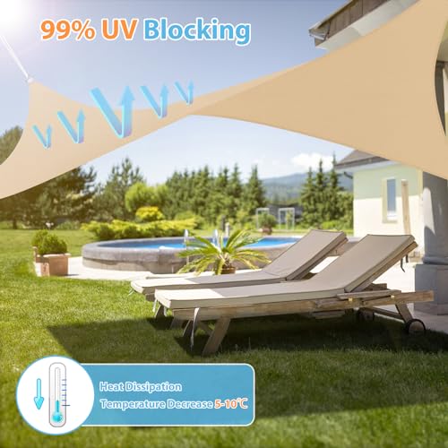 Rectangular Shade Sail, 4 x 5 m, 99% UV Protection, Waterproof, Quick Heat Dissipation, Resists High Tensile Forces, Shade Awning for Patio Outdoor Garden