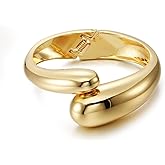 Gold Waterdrop Bead Bracelet for Women, Chunky Gold Cuff Bracelet Adjustable Open Ended Bangle Link Chain Bracelets Stackable Dainty Jewelry Gift for Her