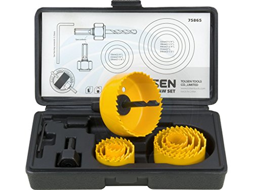 TOLSEN 11pcs Hole Saw Pilot Drill Bit Kits for Plywood Drywall Wood Plastic