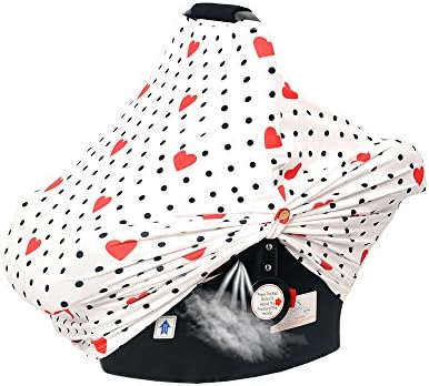 Baby Car Seat Covers with Pouch and Baby Pillow Nursing Breastfeeding Cover Carseat Canopy Soft&amp;Breathable for Boys Girls Best Stretchy Infinity Shawl Scarf