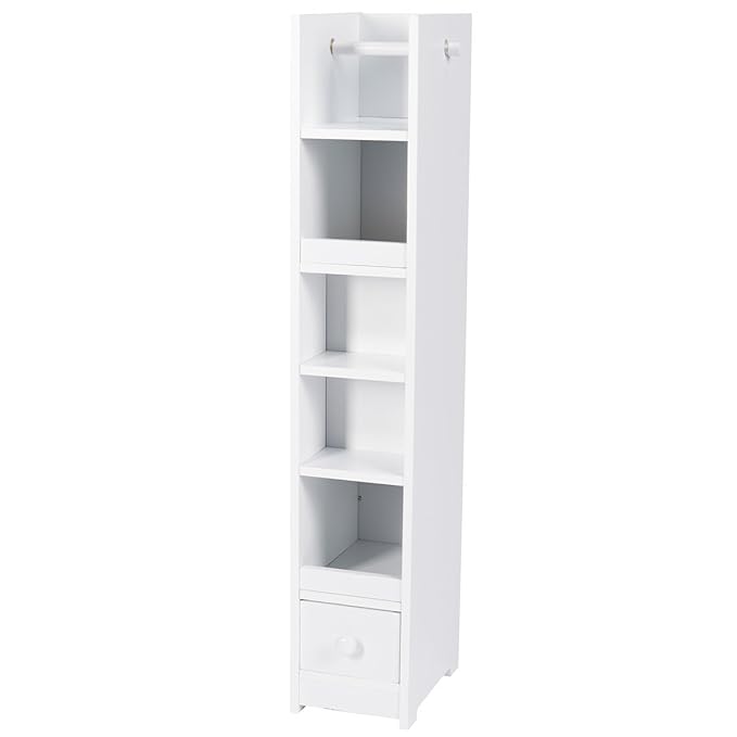 genialo WC-Papier-Regal, WC-Papier Regal Ablage Badregal für Toilettenpapier, Badezimmer Toilette, MDF, 16,5 x 25 x 91 cm, we