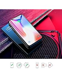 TOVAOON   Cargador inalámbrico portátil (batería de 20000 mAh, con pantalla LED y panel de cristal completo, compatible con cargador inalámbrico Qi o salida USB dual), color negro