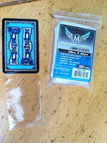 Euro Game Card Sleeves - 400 Sleeves Total (100 Soft Sleeves/Pack - 59 MM X 92 MM) Mayday Games Brand