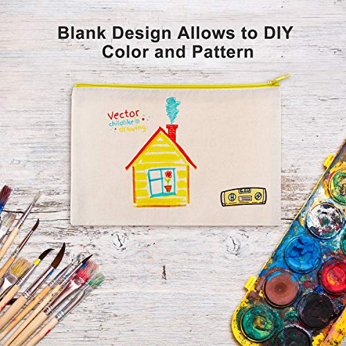 18 Pieces Canvas Makeup Bag Multipurpose Cosmetic Bag Travel Toiletry Pouch Pen Coin Bag Blank DIY Bag with Zipper for Women Girls (L) 5 18 Pieces Canvas Makeup Bag Multipurpose Cosmetic Bag Travel Toiletry Pouch Pen Coin Bag Blank DIY Bag with Zipper for Women Girls (L)