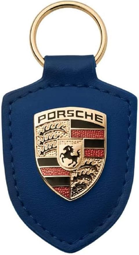 HIBEYO Custodia In Silicone TPU Per Chiave Porsche - Blu Con Linee Dorate - Protezione Anti Graffio E Portachiavi Per 911, Boxster, Cayman, Macan, Panamera