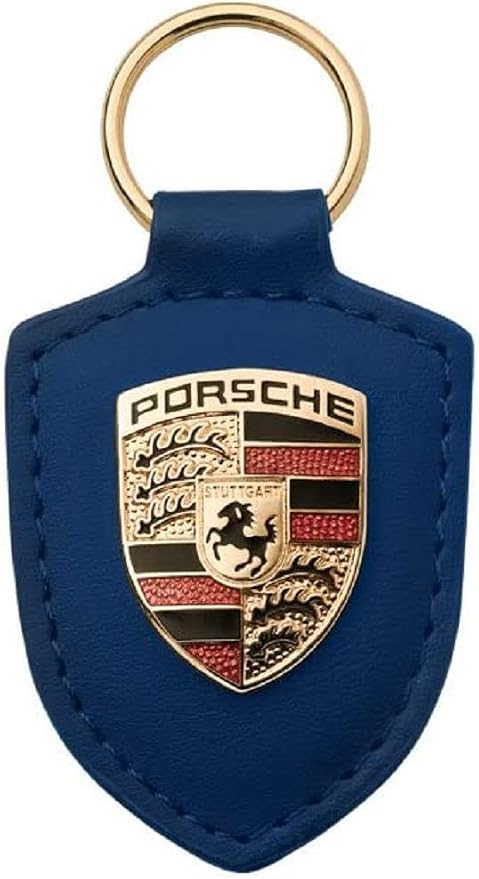 HIBEYO Custodia In Silicone TPU Per Chiave Porsche - Blu Con Linee Dorate - Protezione Anti Graffio E Portachiavi Per 911, Boxster, Cayman, Macan, Panamera