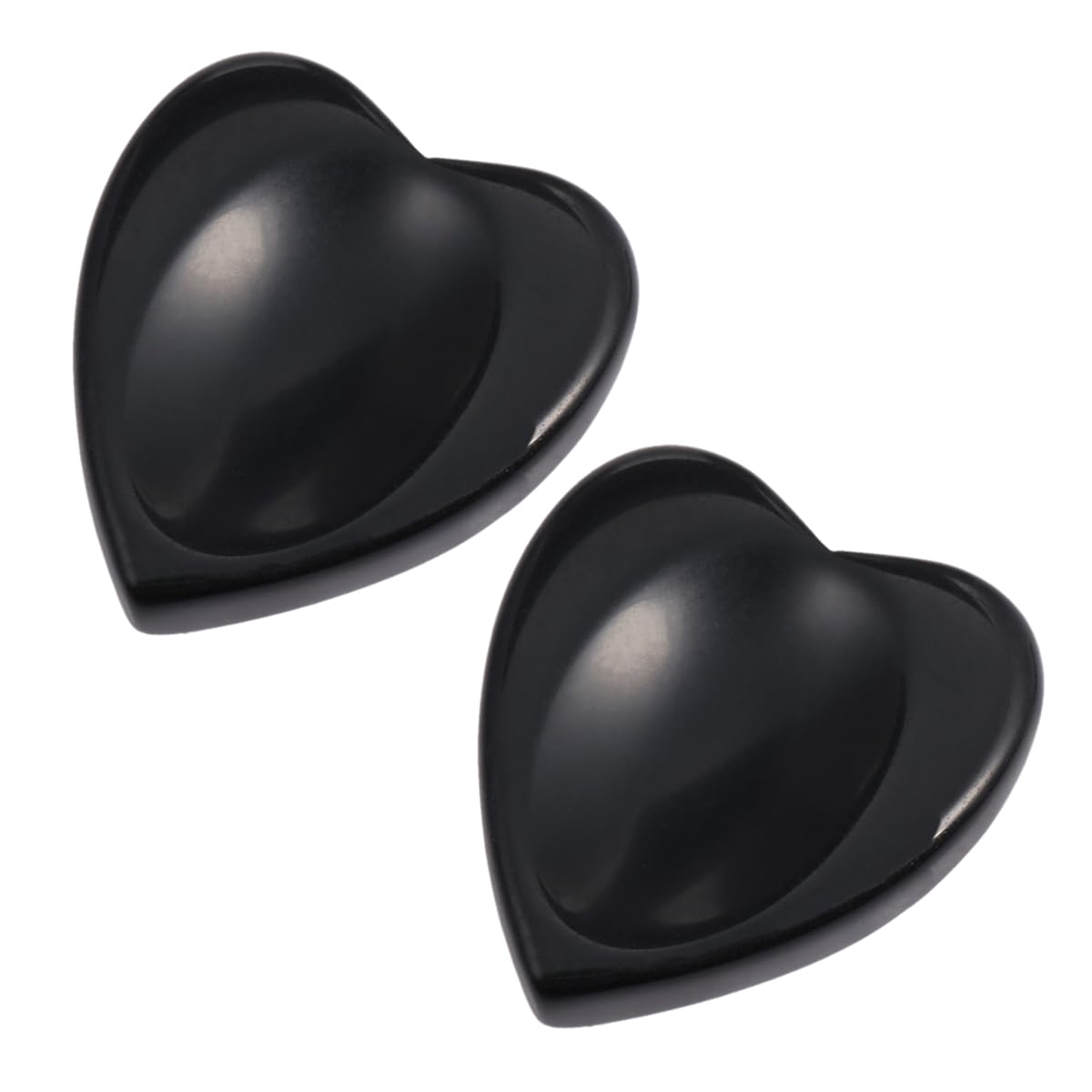 mookaitedecor Pack of 2 Natural Black Obsidian Heart Shaped Crystal Thumb Worry Stones for Anxiety Stress Relief, Polished Pocket Stones Palm Quartz Healing Crystal Gifts for Reiki Chakra Balancing