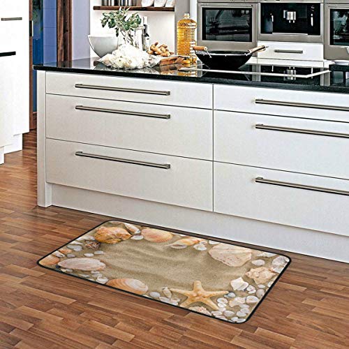 AGONA Anti Fatigue Kitchen Mat Beach Seashells Starfish Pebbles Kitchen