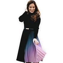 CHICWISH Women's Black Gradient Pleated 