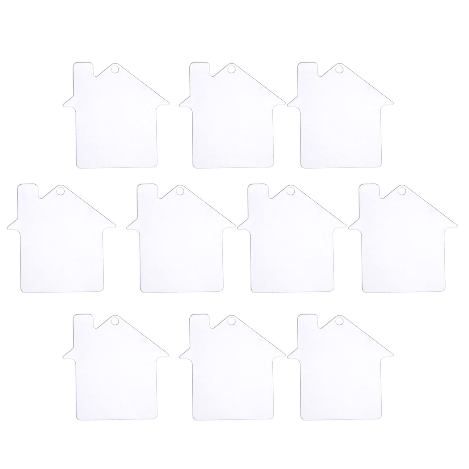 Amosfun 10pcs Sublimation Blanks Keychain House Shaped Acrylic Sublimation Blanks Clear Blank Heat Transfer Keychain Blanks Keychain Charm
