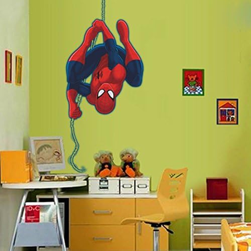 DIY Removable Spiderman 3D Cracked Children Themed Art Boy Room Wall Sticker Home Decal, Peel and Stick Wall Decal for Kids Room Wall DecorDIY Removable Spiderman 3D Cracked Children Themed Art Boy Ro