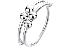 2 Pcs Fidget Ring, Gold and Silver Alloy Adjustable Anxiety Relief Rings with Opening Design for Women, Stress Relief Finger 