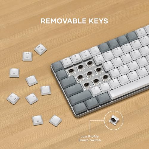 Satechi SM1 75% Mechanical Keyboard, LED Backlit Bluetooth Keyboard, 84 Keys Compact Wireless, Gaming Keyboard for Mac and Windows - Light Grey/White (US-QWERTY LAYOUT)