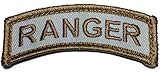 Patch Squad Men's Ranger Tab Embroidered Rocker Patch (Tan/White)