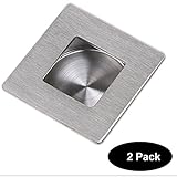 2 PCS Square Recessed Sliding and Pocket Door Handles Rectangular Kitchen Cabinet Flush Finger Pulls 50mm50mm 304# Stainless Steel 2
