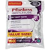 Plackers Gentleslide Dental Flosser for Tight Teeth, Single Pack (160 Count )
