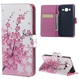 Galaxy J7 Wallet Cover Case,PU Leather [Flip Wallet Case] Stand Protector Shell Cover Case for Samsung Galaxy J7 SM-J700F Cases and Covers(Pink flower)