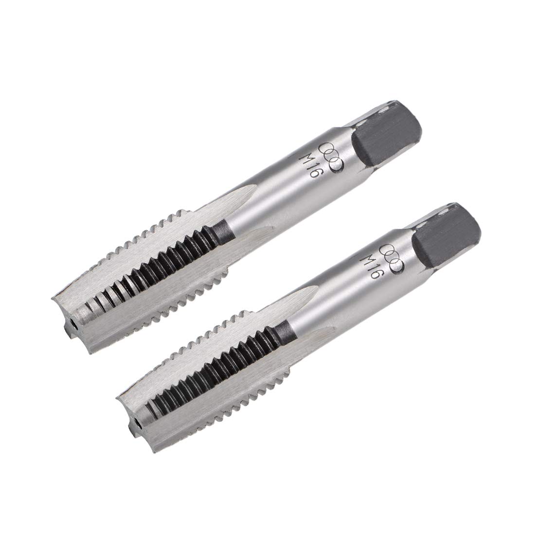 sourcing map 1 Pair Metric Hand Threading Tap Set M16 Thread 2mm Pitch Taper & Plug Milling Taps Straight Flutes High Speed Steel
