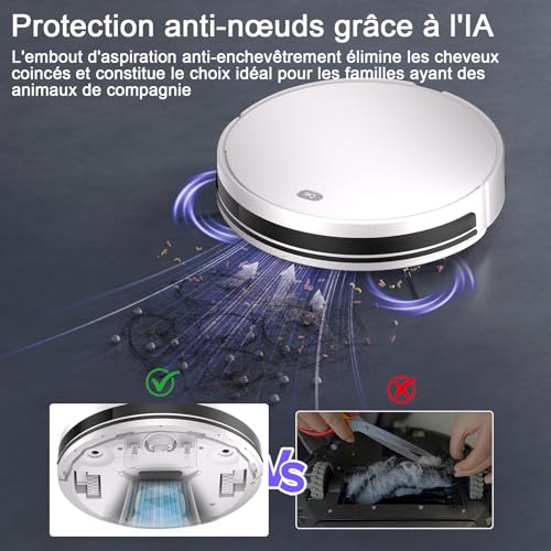 Yigars 2026 Robot Aspirapolvere Lavapavimenti 2in1 Spazza, Aspira, Robot Aspirapolvere con Fino a 5500Pa 7,8cm Ultra Sottile App/Alexa Ideale per Pulizia Domestica/Peli Animali-White