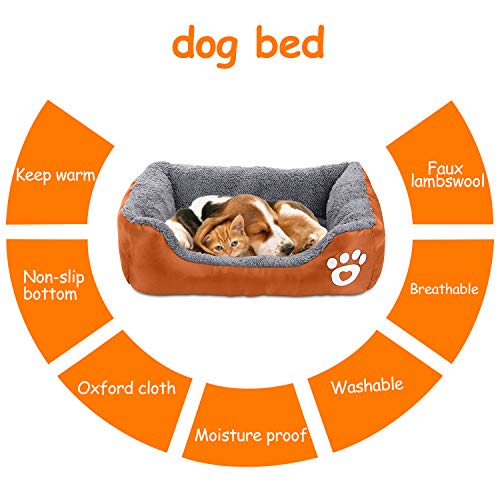 Pet Deluxe Dog Bed, Super Soft Pet Sofa Cats Bed, Non Slip Bottom Pet Lounger,Self Warming and Breathable Pet Bed Premium Bedding (S)-Orange - Thumbnail 4