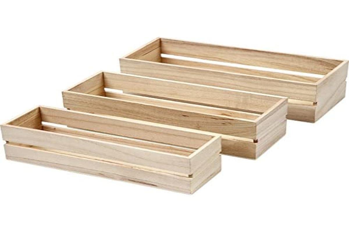 Creativ 57695 Wood Boxes, Empress Tree, 3asstd
