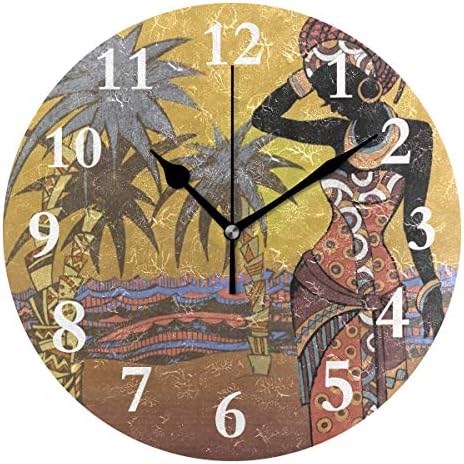 Summer Old Blue Wooden Starfish Non Ticking Silent Rhombus Wall Clock Decorative, Battery Operated Analog Quiet Round Wall Clock, for Living Room, Kitchen, Bedroom