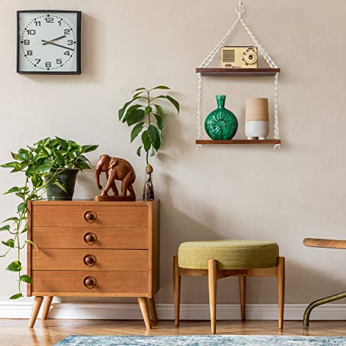 Bryte Places Macrame Hanging Rope Shelf Rustic Boho Shelf Wall Hanging