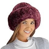 Collections Etc Faux Fur Trimmed Winter Fashion Hat, Burgundy, Onesize
