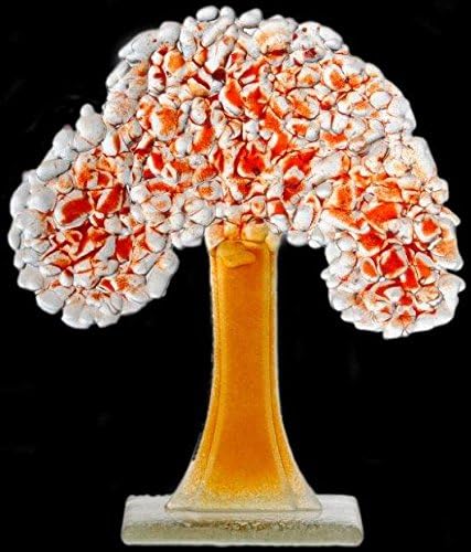 D&J Glassware Fused Glass Four Seasons Tree Collection - Autumn, Gold, Orange, White