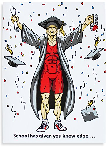 Wrestling Grad Greeting Card & Envelope by Cauliflower Wrestling