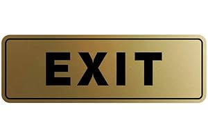 All Quality Standard Exit Wall or Door Sign | Durable Plastic and Easy Installation | Double-Sided Foam Adhesive Tape - Brushed Gold - Medium (1 Pack)