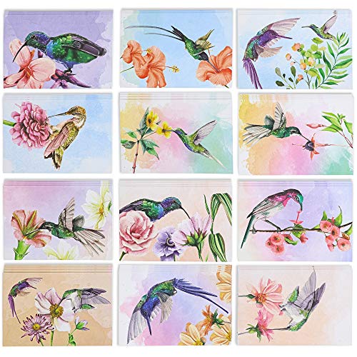 Sustainable Greetings Blank Hummingbird Note Cards with Envelopes (48 Pack)