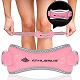 Athlerus Women's Reflective Patellar Tendon Support Strap/Knee Pain Relief for Patellar Tendonitis, Runner's Knee, Hiking, Running (1 Pack, Pink)