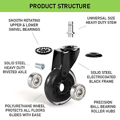 Office Chair Caster Wheels,3”Heavy Duty Office Chair Wheels Replacement