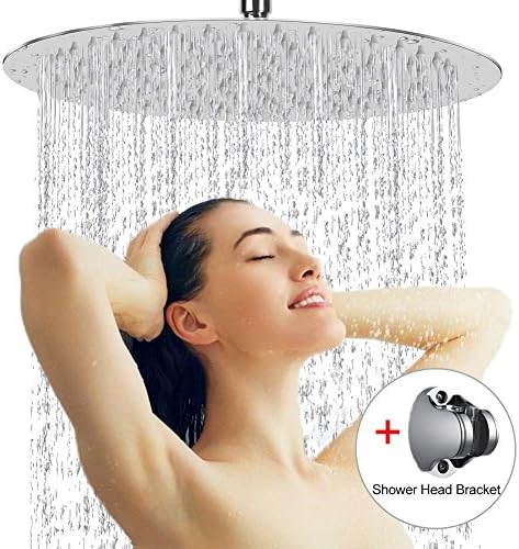 Rainfall Shower Head,High Pressure 8" Round Adjustable Shower Head for Bathroom,FULL Stainless Steel Rain Shower Heads with Shower Head Bracket