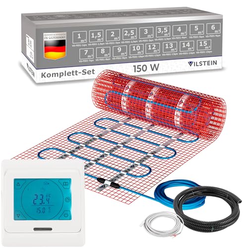 VILSTEIN® Elektrische Fußbodenheizung [150W/m²] - Bodenheizung Elektrisch geeignet für Laminat, Fliesen & mehr - Elektro Fussbodenheizung - Elektrisch
