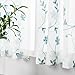Blue Sheer Curtains 84 Inches Long, Floral Embroidered Rod Pocket Sheer Drapes for Living Room, Bedroom, 2 Panels, 52