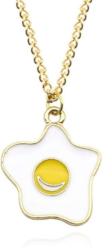 Eleusine Cartoon Enamel Glaze Food Omelette Egg Necklace Stud Earrings Brooch Rings Women Funny Jewelry Accessories (Necklace)