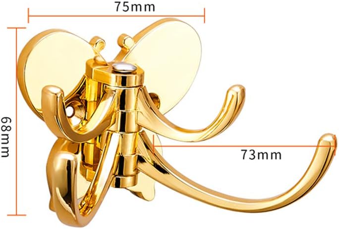 Set of 2 Solid Metal Swivel Hook Heavy Duty Folding Swing Arm Triple Coat Hook with Multi Three Foldable Arms Towel/Clothes Hanger for Bathroom Kitchen Garage Wall Mount Gold, Butterfly