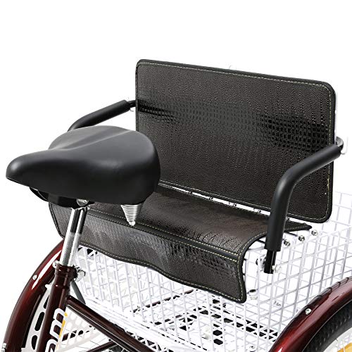 HIRAM Adult Tricycle with Rear Folding Basket, 24" Wheels Trike for Men and Women, Single Speed Large Cruiser Seat, Three Wheel Bike for Exercise, Recreation, Shopping, Back Seat and Bicycle Bell